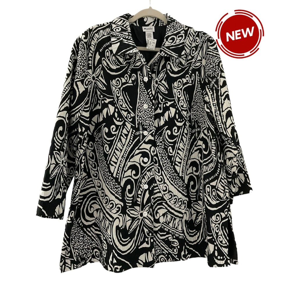 Units Petite Black White Button Front Shirt/Blazer Petite Size XL NWT | 40-30